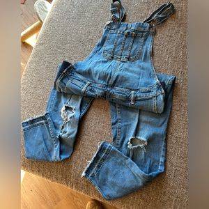 Raw hem maternity overalls: medium